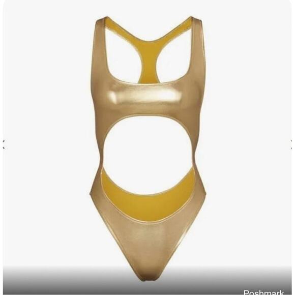SKIMS Signature Swim Cut Out Monokin One Piece Swimsuit Women's 2XL Metallic